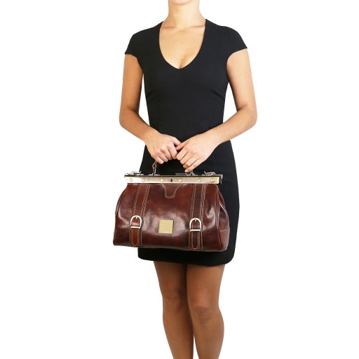 Monalisa Doctor gladstone leather bag with front straps