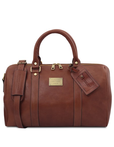 TL Voyager Reisetasche aus Leder mit Fach auf der Ruckseite Klein