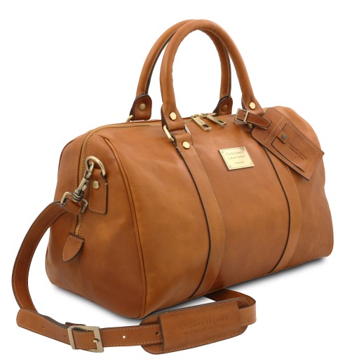 TL Voyager Reisetasche aus Leder mit Fach auf der Ruckseite Klein