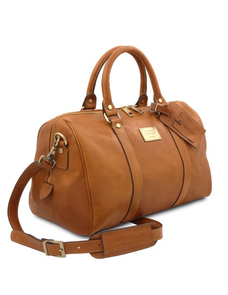 TL Voyager Reisetasche aus Leder mit Fach auf der Ruckseite Klein