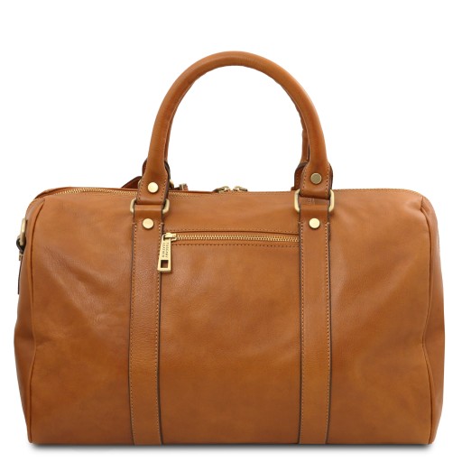 TL Voyager Reisetasche aus Leder mit Fach auf der Ruckseite Klein