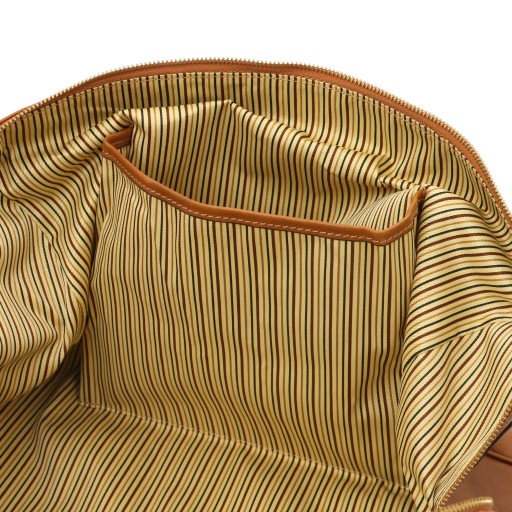 TL Voyager Reisetasche aus Leder mit Fach auf der Ruckseite Klein