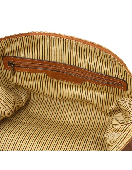 TL Voyager Reisetasche aus Leder mit Fach auf der Ruckseite Klein
