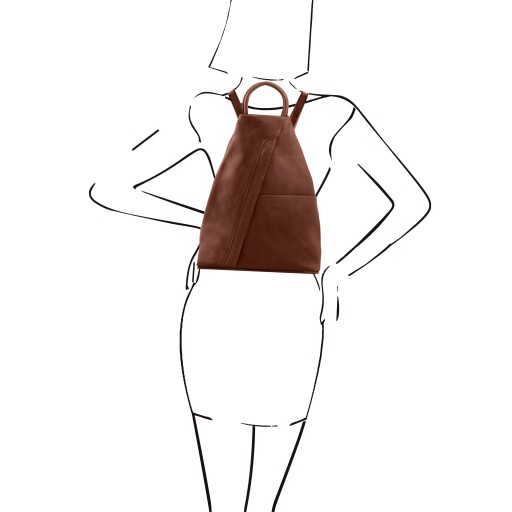 Shanghai Rucksack Tropfendesign aus weichem Leder