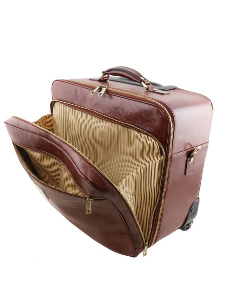 Varsavia Leather pilot case with two wheels