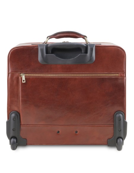Varsavia Leather pilot case with two wheels