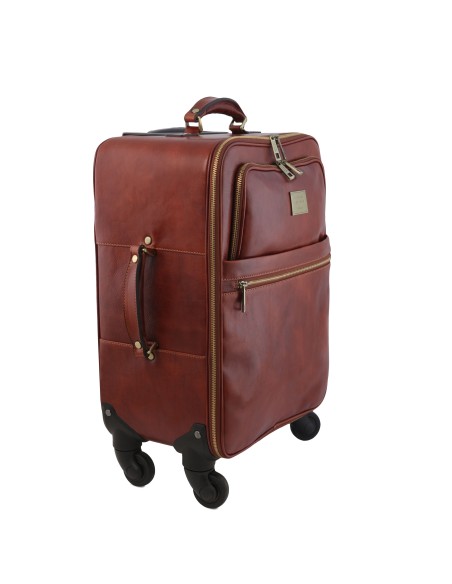 TL Voyager 4 Wheels vertical leather trolley