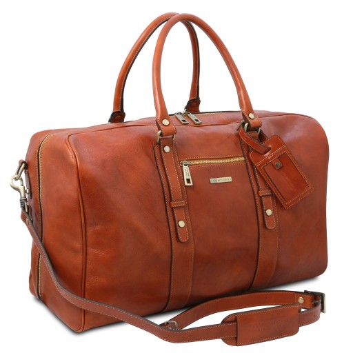 TL Voyager Leather travel bag with front pocket