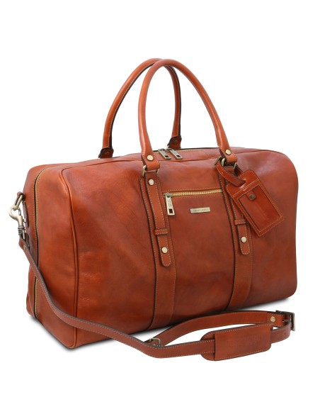 TL Voyager Leather travel bag with front pocket