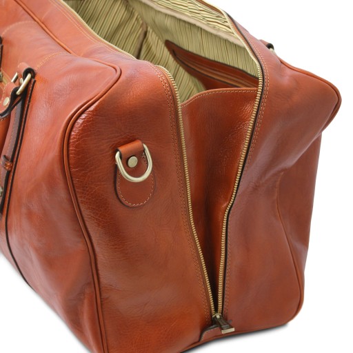 TL Voyager Leather travel bag with front pocket