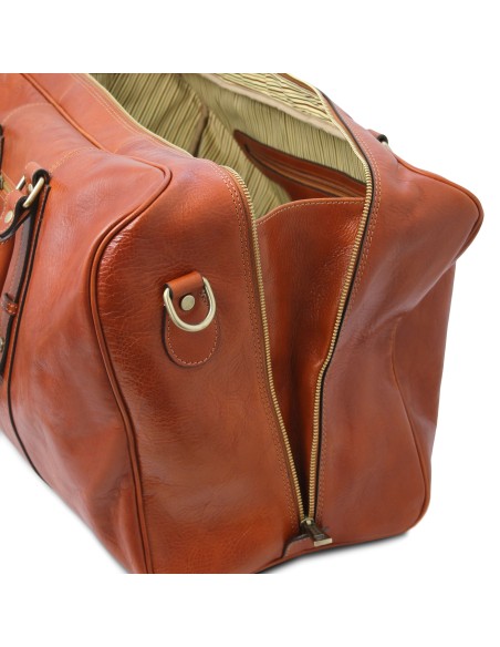 TL Voyager Leather travel bag with front pocket