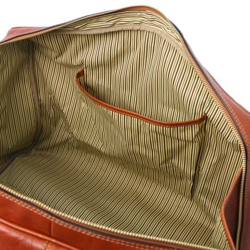 TL Voyager Leather travel bag with front pocket