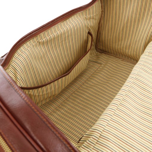 TL Voyager Reisetasche aus Leder mit 2 Reissverschluss Seitentaschen