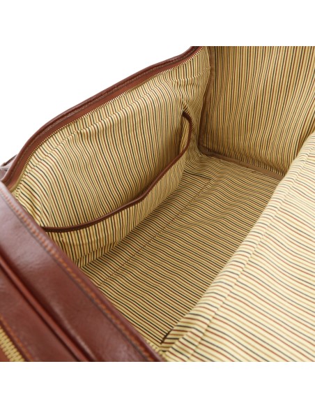 TL Voyager Reisetasche aus Leder mit 2 Reissverschluss Seitentaschen