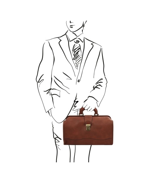 Raffaello Klassische Doktortasche aus Leder mit Schnalle