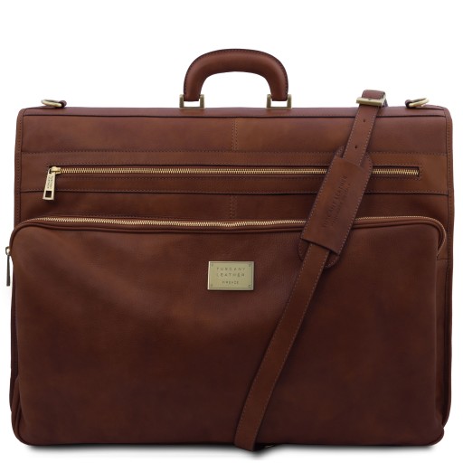 Papeete Kleidersack aus Leder mit grosse Vortasche