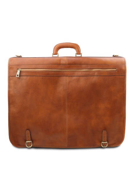 Papeete Kleidersack aus Leder mit grosse Vortasche