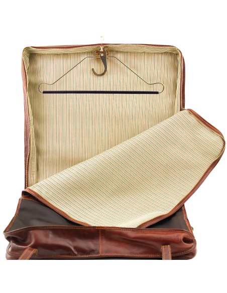 Papeete Kleidersack aus Leder mit grosse Vortasche