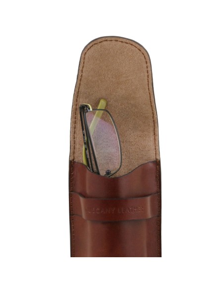 Exclusive leather crossbody case for glasses