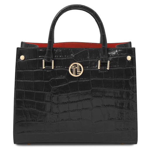 Croque Croc print leather handbag
