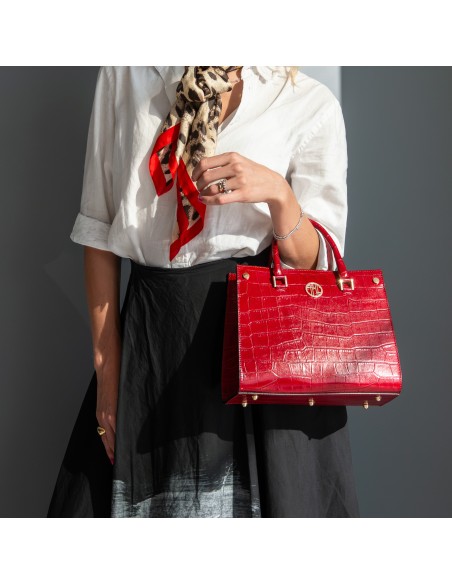 Croque Handtasche aus Leder mit Kroko Pragung