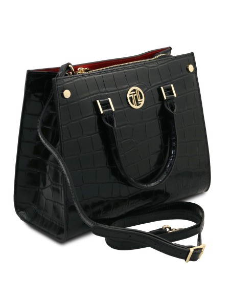 Croque Croc print leather handbag