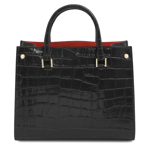 Croque Handtasche aus Leder mit Kroko Pragung