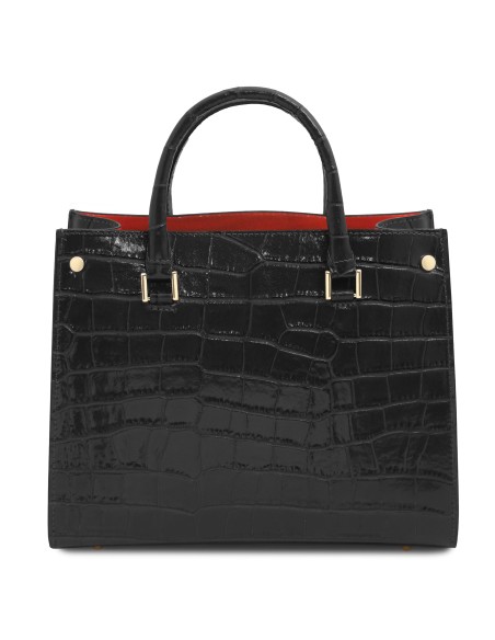 Croque Handtasche aus Leder mit Kroko Pragung