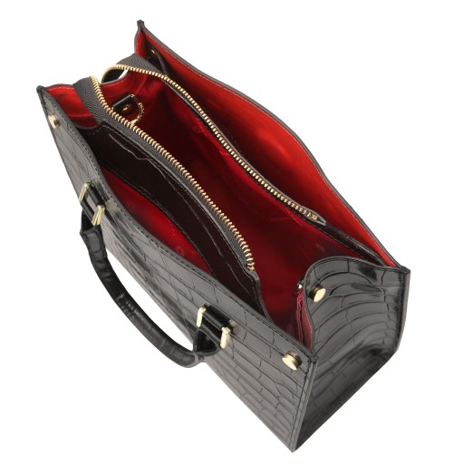 Croque Handtasche aus Leder mit Kroko Pragung
