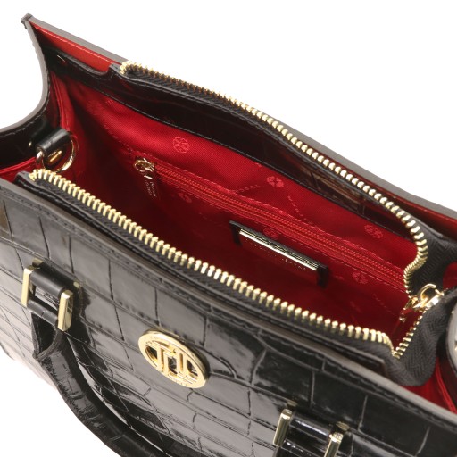 Croque Handtasche aus Leder mit Kroko Pragung