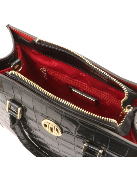 Croque Croc print leather handbag