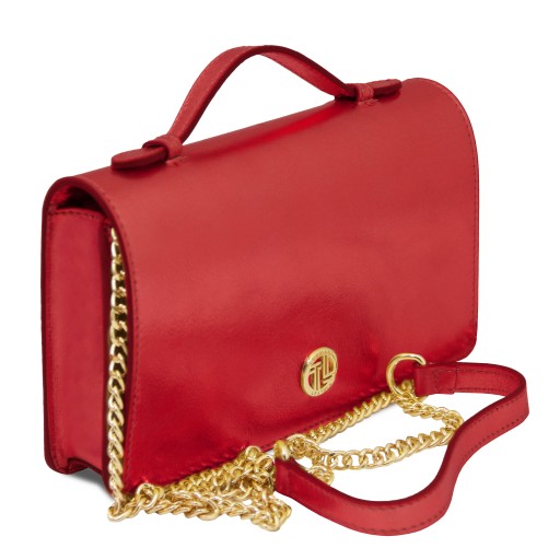 Opera Clutch aus Metallic Leder mit Schulterkette