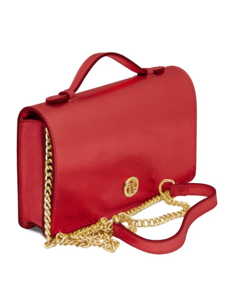 Opera Clutch aus Metallic Leder mit Schulterkette