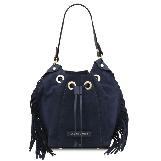 Nomade Suede leather fringe bucket bag