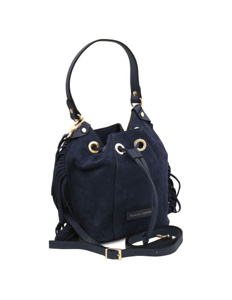 Nomade Suede leather fringe bucket bag