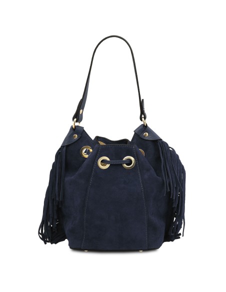 Nomade Suede leather fringe bucket bag