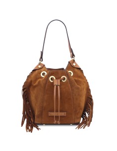 Nomade Suede leather fringe bucket bag