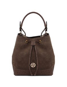 Ostrea Beuteltasche aus Veloursleder und Leder mit Straussenpragung 2