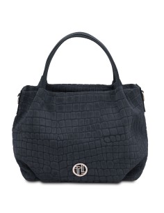 Nora Cocoon Handtasche aus Veloursleder mit Krokopragung 2