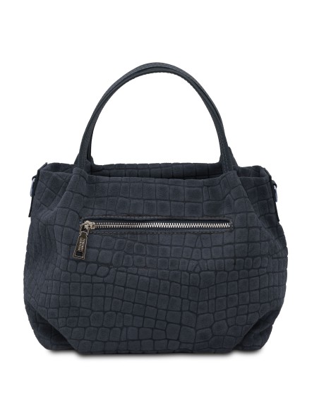 Nora Cocoon Handtasche aus Veloursleder mit Krokopragung