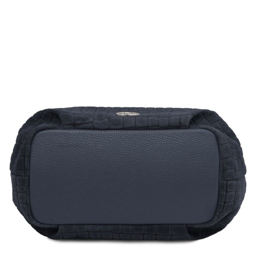 Nora Cocoon Suede leather handbag with croc print