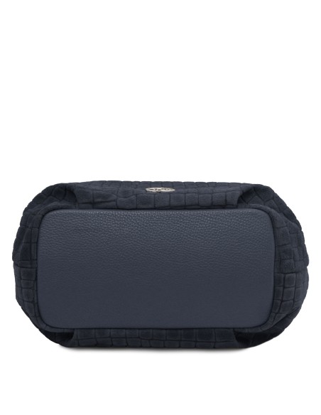 Nora Cocoon Handtasche aus Veloursleder mit Krokopragung