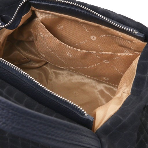 Nora Cocoon Suede leather handbag with croc print