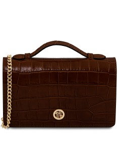 Opera Croque Croc print leather clutch with chain strap 2