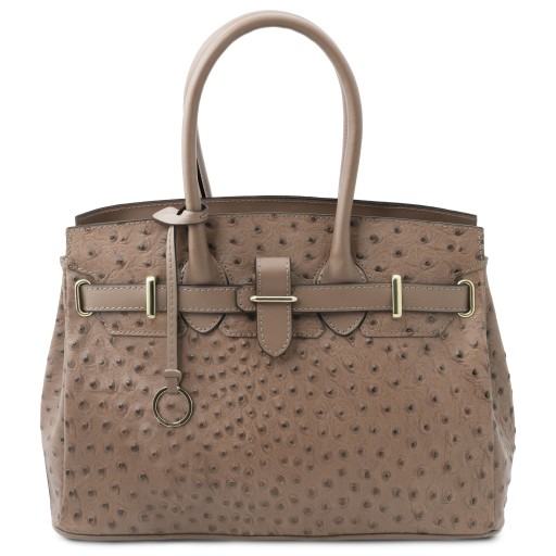TL Bag Handbag in ostrich print leather