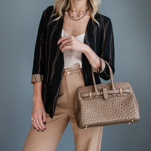 TL Bag Handbag in ostrich print leather