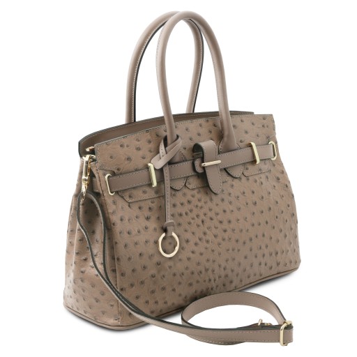 TL Bag Handtasche aus Leder mit Strauss Pragung