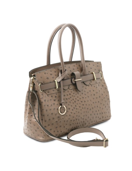TL Bag Handtasche aus Leder mit Strauss Pragung
