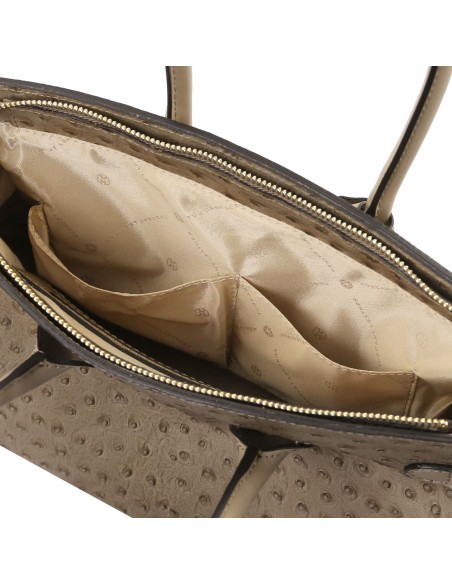 TL Bag Handtasche aus Leder mit Strauss Pragung