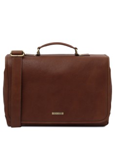Mantova Leather multi compartment briefcase with flap 2